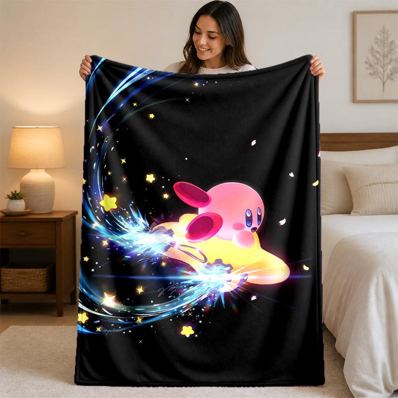 Kirby Aufdruck Flanelldecke Gemütlich Warm Plüsch Überwurfdecke Für Bett Sofa Couch Innen Haushaltsgebrauch