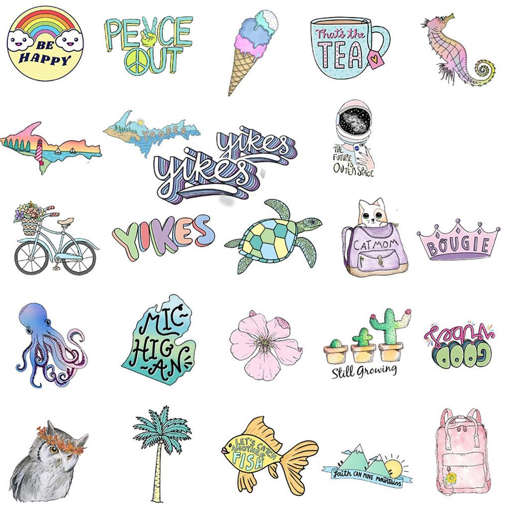 50XPC  Sticker Luggage Refrigerator Phone Water Cup Waterproof Sticker