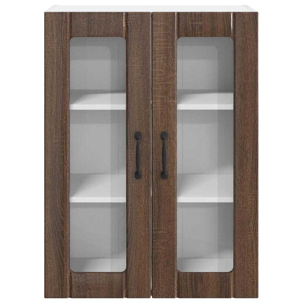 Wall Mounted Glass Cabinet LUCCA Brown Oak 60 x 31 x 80 cm Particleboard
