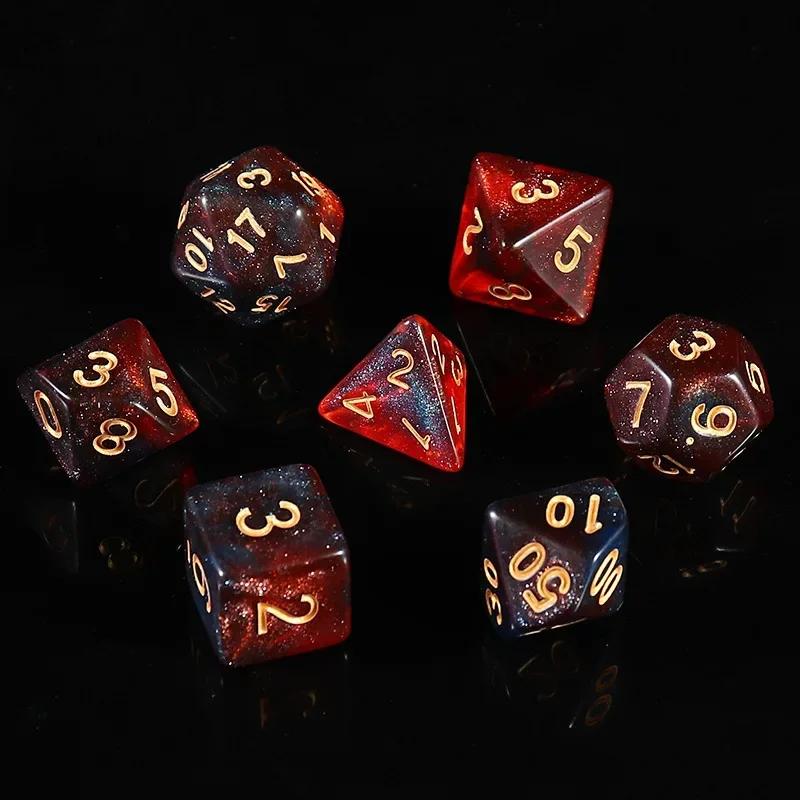 New Star Sky Style Illusion Color 4/6/8/10/12/20 Polyhedral Dice for DND TRPG Party Entertainment Dice Set Board Game Supplies