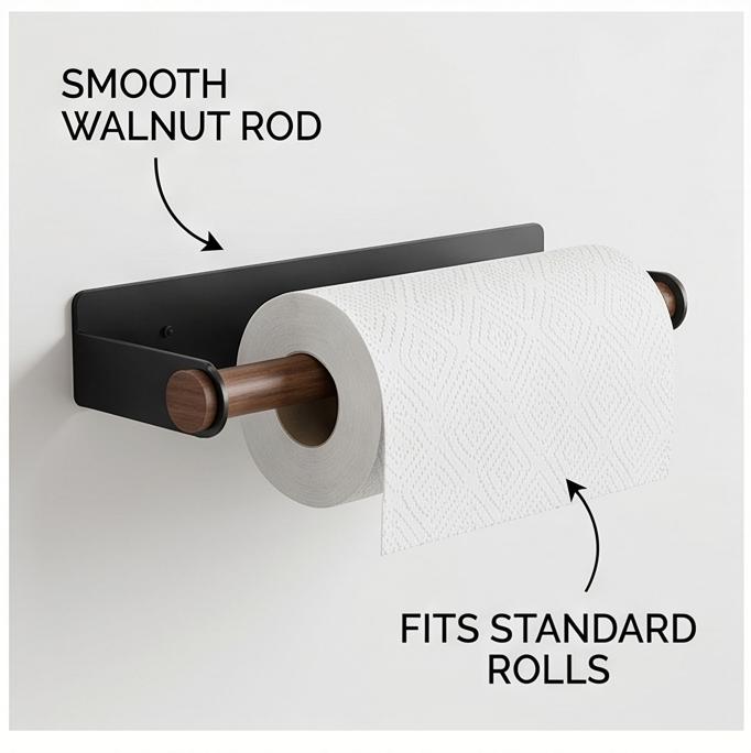 Soporte de Pared de Madera de Nogal Negro Premium Estante de Almacenamiento de Cocina sin Taladro Cuchillo Multifuncional Palillos Utensilio