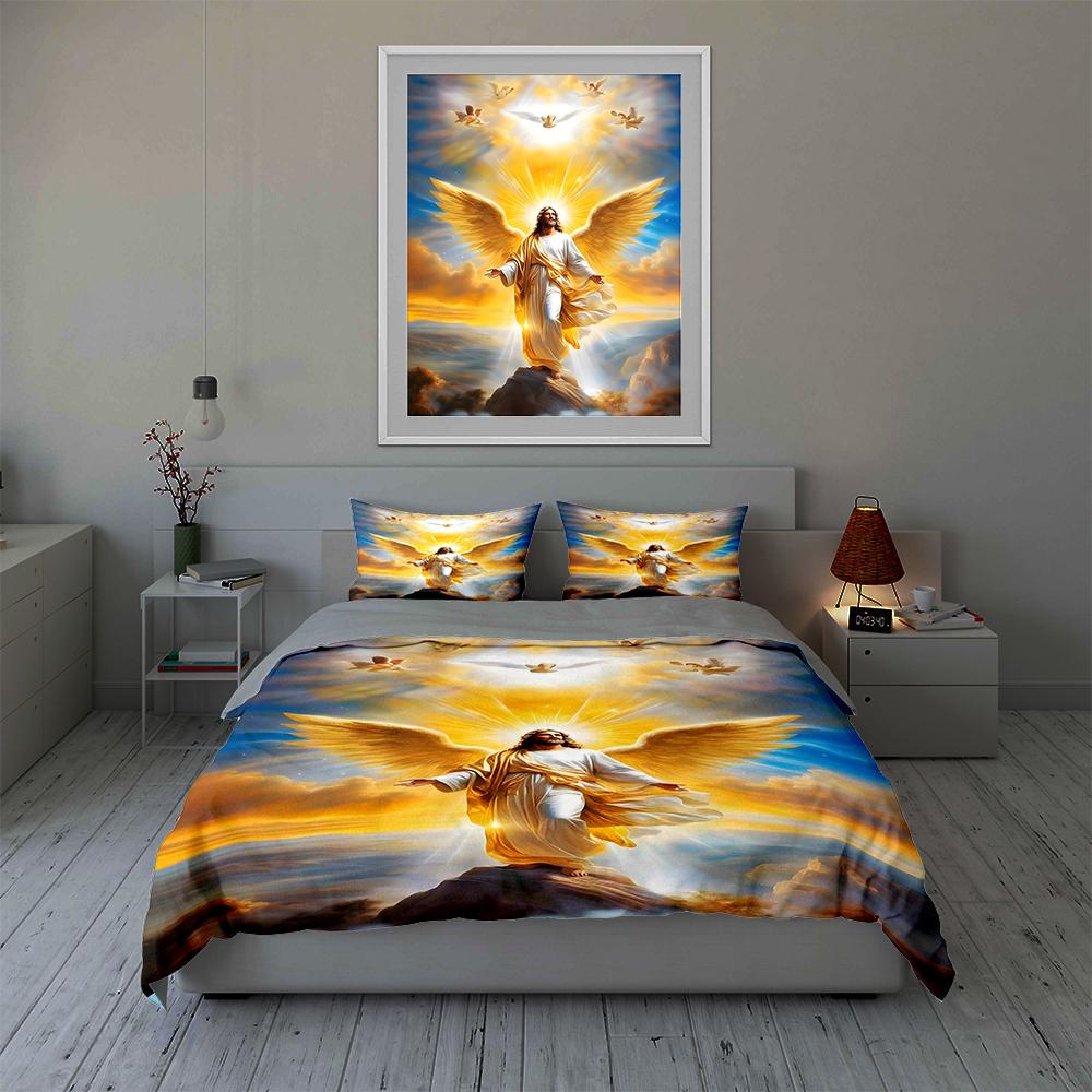 Radiant Angelic Figure Bedding Duvet Cover Sets Duvet Covers Pillowcases Gifts (1 * Duvet Cover 2 * Pillowcases, Without Duvet Insert)