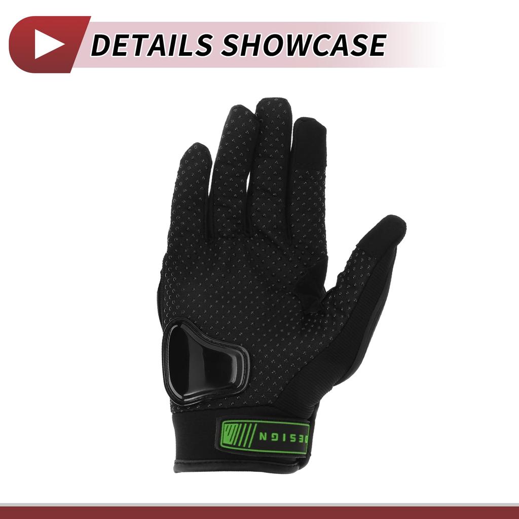 HEROFFIX Motorcycle Gloves, Mesh, Anti-Slip, Shockproof, Breathable, Heat Dissipation, Pellet Flock, Bicycle, Outdoor, 1 Pair Black Green XL