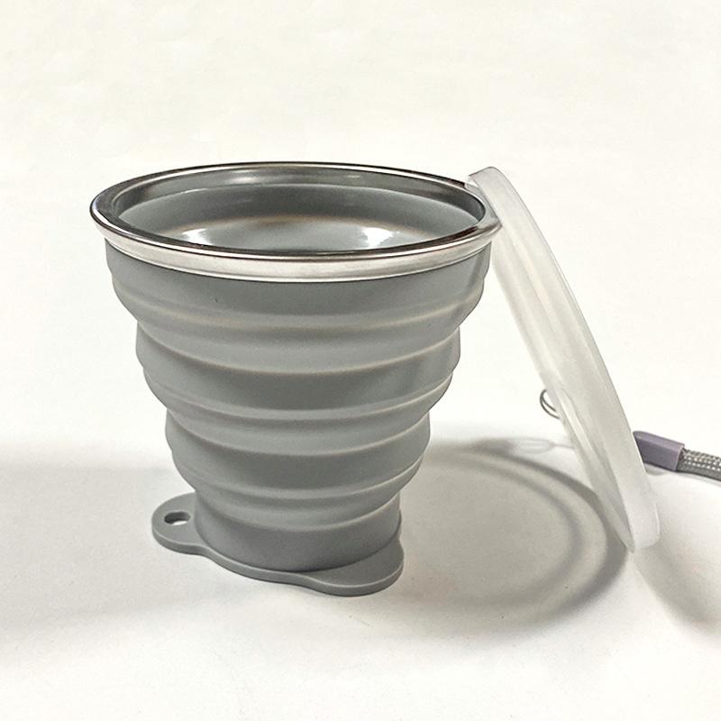 

180Ml Folding Cup Food Grade Retractable Silicone Folding Cup Portable Portable Cup Outdoor Leisure Can Carry Coffee Cups 9cm сірий колір