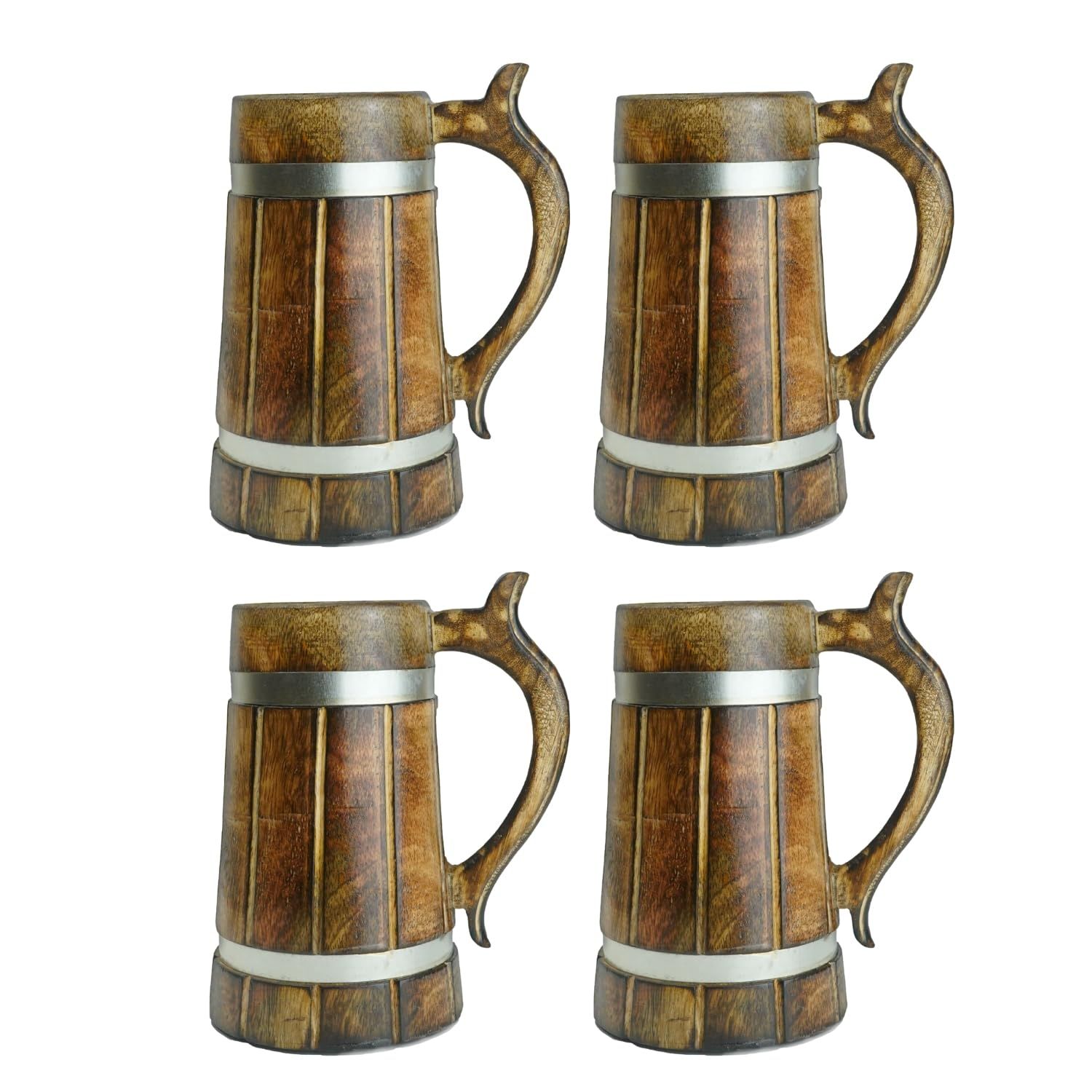 

Деревянная пивная кружка, дерево манго с отделкой шишам, в стиле бочки, легкая и прочная, для крафтового пива, домашнего бара, кафе, вечеринки, подарок (Пакет из 4)