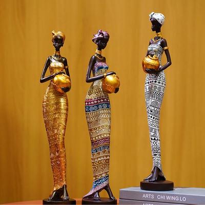 Retro Africké Ozdoby Černých Žen Kreativní Domácí Umění Figurka Socha Model Pokoj Vstup TV Skříňka Dekorace