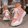 Women's Spring and Summer New Women's Shoes Thick-soled Versatile High-top Sneakers Comfortable Casual Old-fashioned Large-size Canvas Shoes