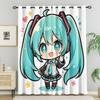 2Pcs Hatsune Miku Sakura Cherry Blossom Blackout Curtains Anime Watercolor Window Drapes Fan Room Esport Room Trendy Decor Gift