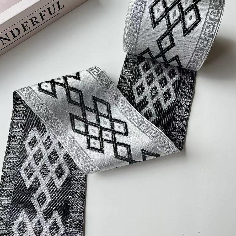 

Жаккардовые геометрические кружевные шторы и текстильная отделка, ширина 9 см (Модель SH-3175) серебряный