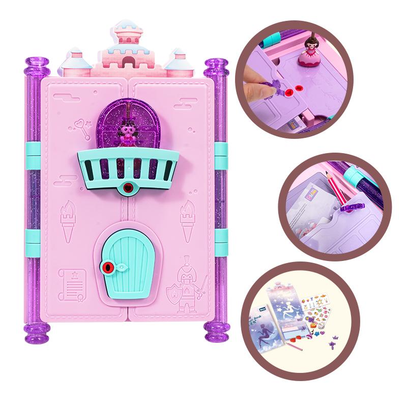 Magisches Tagebuch mit Schloss Schlüsseln Spitzer Radiergummi Aufkleber Entsperren Lernmaterialien Handgemachtes Spielzeug Geschenk für Kinder