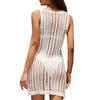 Fashion Knitted Hollow Out Tank Top Beach Cover Up Dress Summer Vacation Bikini Sunscreen Shirt Short Beach Dress Holiday Elegant Loose Clothing
