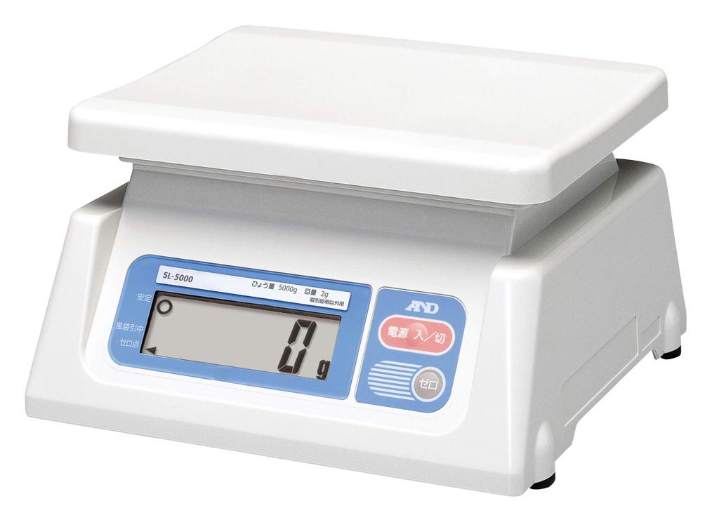 Digital Scale Minimum Pan x with the Weights and Measures Act A&D SL-5000 (Capacity 5000g, Display 2g, Dimensions 230(W) 191(D)mm, Uncertified)