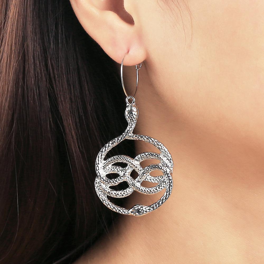 Year Tide Snake Earrings Women'S Design Stud Earrings Personality Temperament Exaggerated Long Earrings