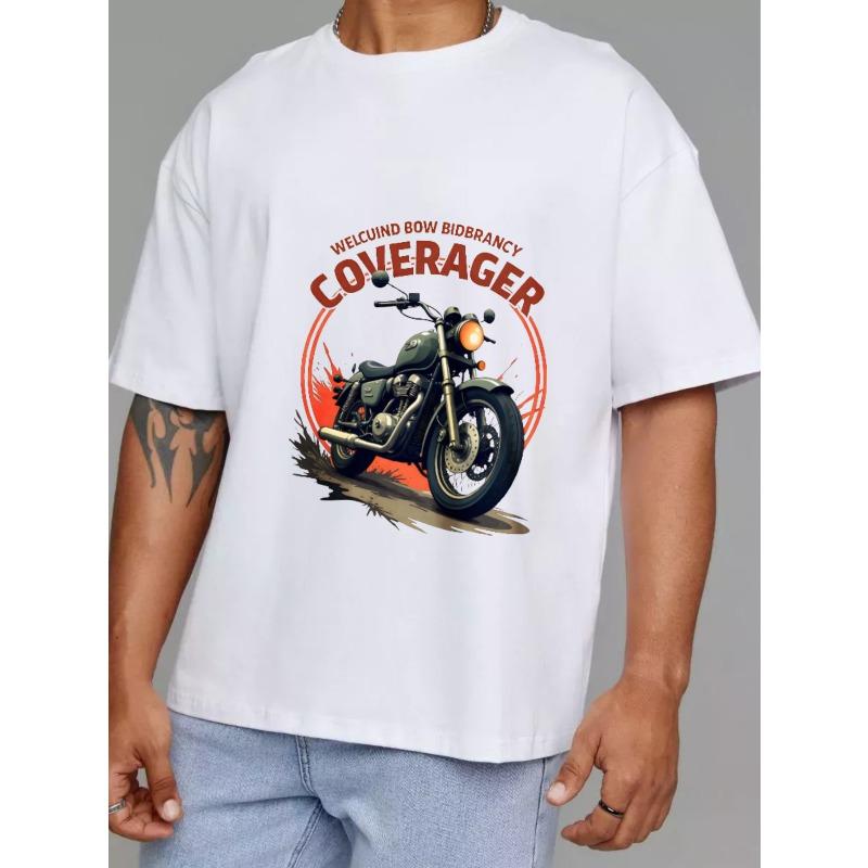 Motorcycle T Shirt White Classic Cruiser Bike Graphic and Text for Biker Enthusiasts Casual Wear