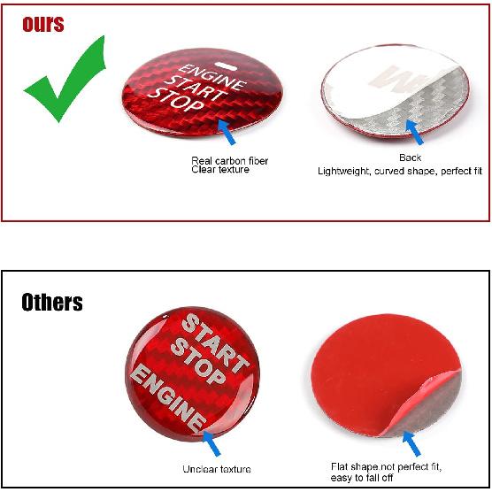 Compatible with Mazda 3 6 CX-3 CX-5 CX-9 MX-5 Miata Accessories Real Carbon Fiber Sporty Car Keyless Engine Start Stop Push Button Cover Trim Sticker