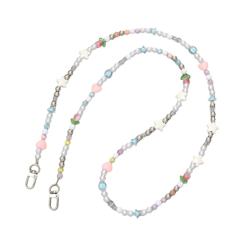 Decorative Anti Loss Phone Lanyard Beaded Chain Strap Beads Texture Suitable for Keys Wallet Card Mobile Accessory