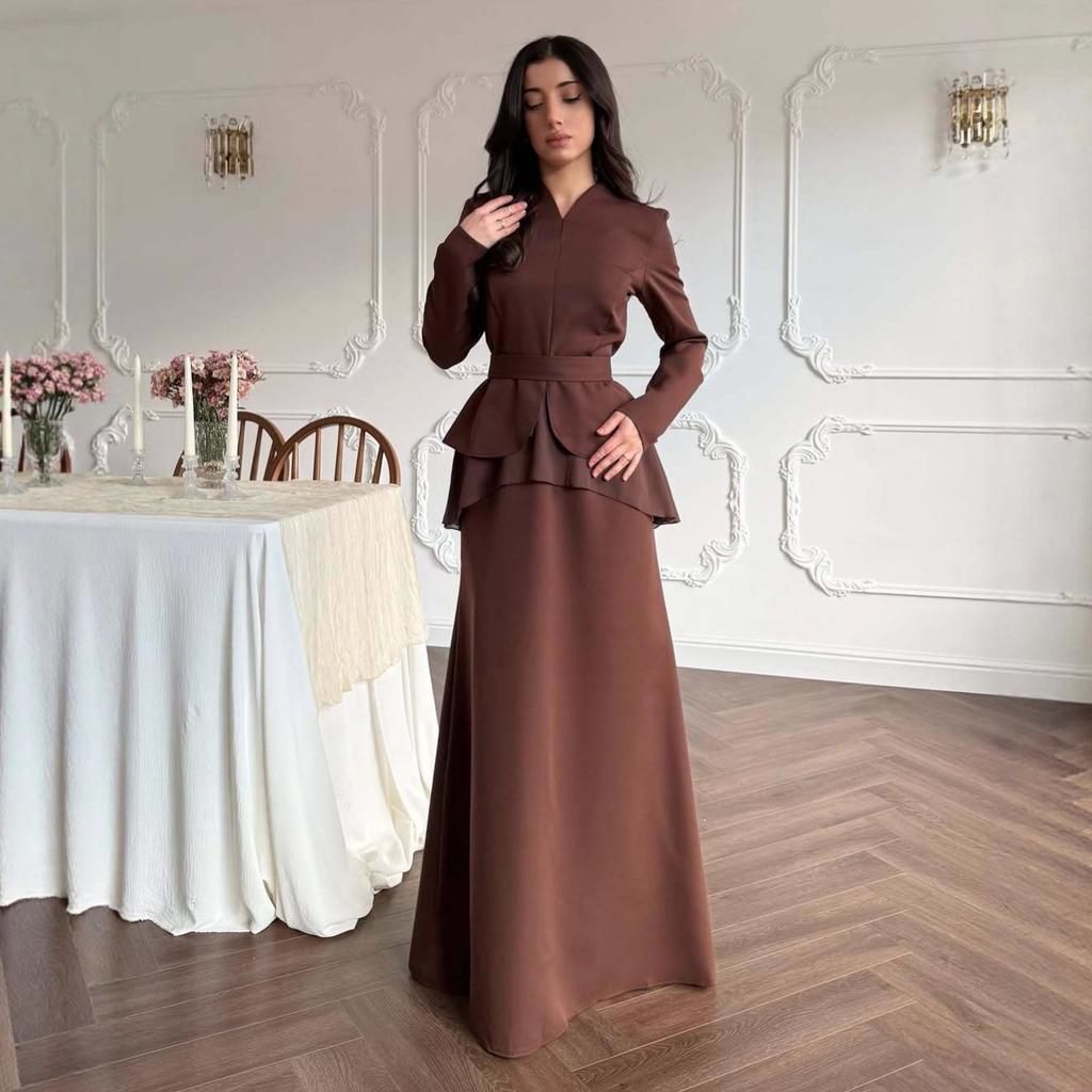 2025 cross-border European and American autumn new cardigan temperament V-neck long-sleeved top waist-wrapped hip long skirt women's clothing