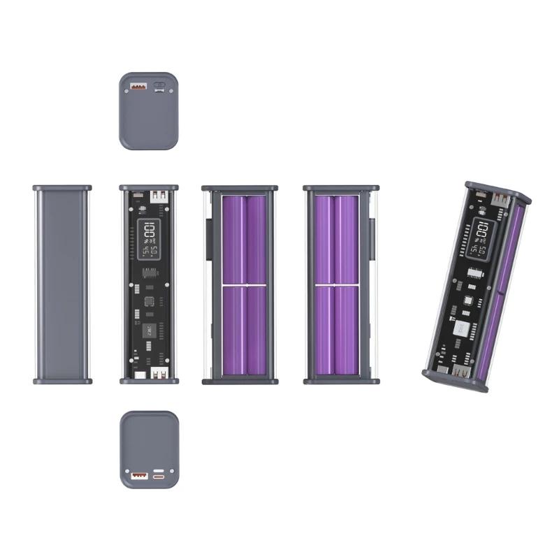 22.5W DIY Battery Charger Case Transparent PD Fast Charging Case Welding For 8PCS 18650 Polymer 20000mAh Battery Charging Box