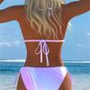 1011 New European and American Split Printing Splicing Neck Women's Split Swimsuit Bikini Suit Sexy