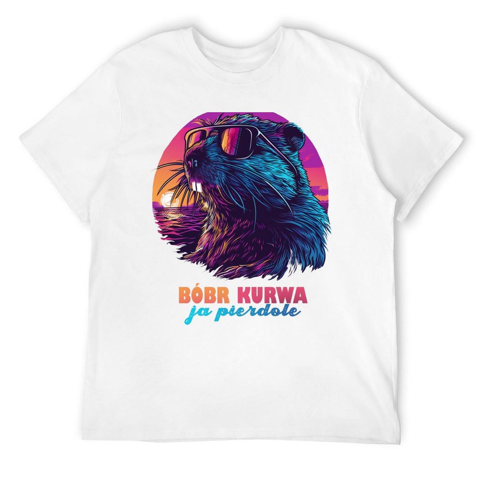 Synthwave Polish Beaver Meme Ja pierdole Bobr Bober Kurwa TShirt sports fans essential t shirt tees Unisexs graphic tshirts anime S