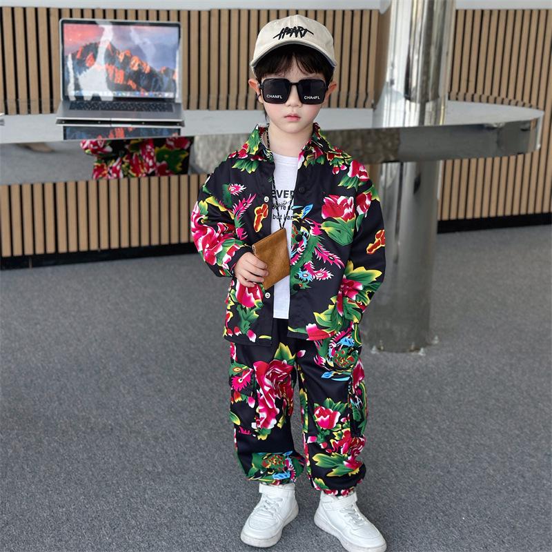 

Модный красный комплект рубашки с цветочным принтом для мальчиков - Весенняя верхняя одежда с длинным рукавом 120 cm чёрный