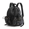 Denim Backpack Women's Fashionable Casual School Bag Trendy Rucksack with Drawstring Pockets