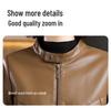 Stylish Women's PU Leather Stand-Collar Jacket, 2025 Plus Size Slimming Biker Style for Spring/Autumn.