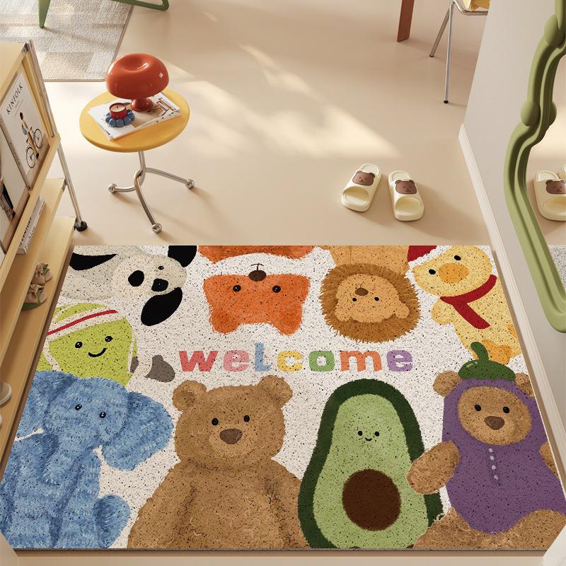 Cute Animal Party Entrance Door Floor Mat Entrance Entrance Entrance Door Scraping Mud Rubbing Soil Silk Circle Floor Mat Household Dirt-Resistant