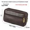 Men's Cowhide Leather Phone Waist Bag - Durable Vertical & Horizontal Styles for Sports & Construction Sites