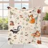 Soft Flannel Blanket Suitable for All Seasons - Cozy Fox, Hedgehog, Rabbit, Mushroom & Acorn Bedspread | Thick Warm Bedding for & | Durable Contempora