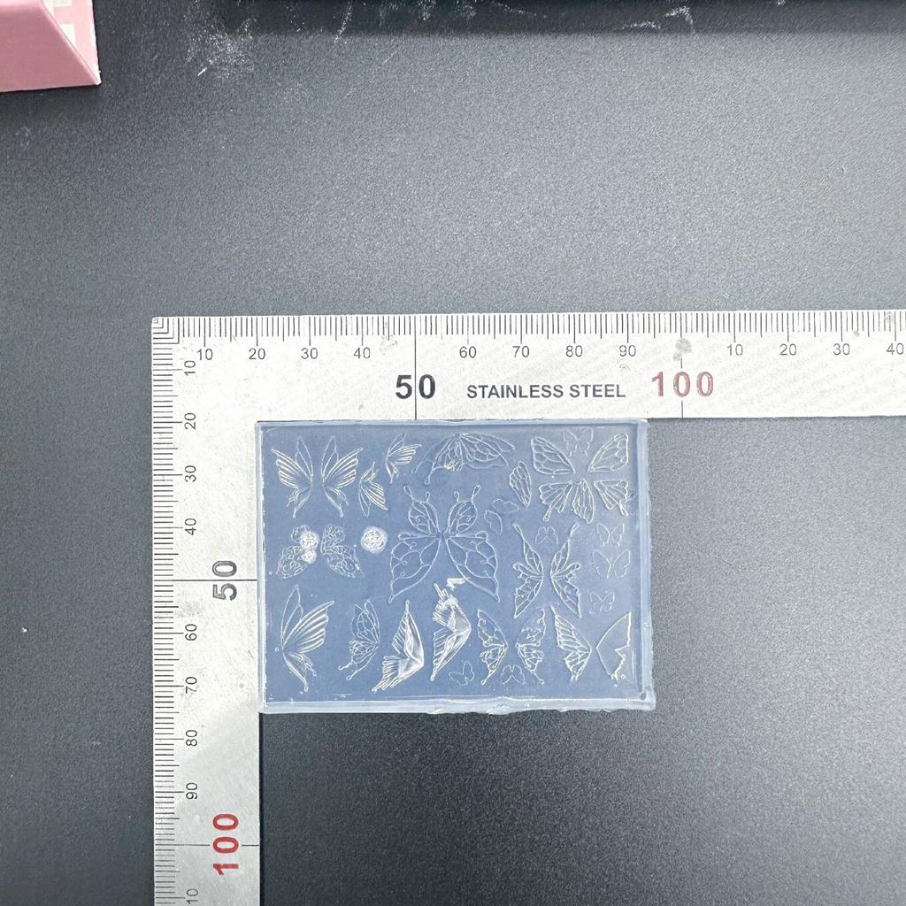 Nail Art Silicone Stamp Mold for Party and Salon Butterfly Shaped Manicure Mould Embossed Nail Stencils for Women Girls
