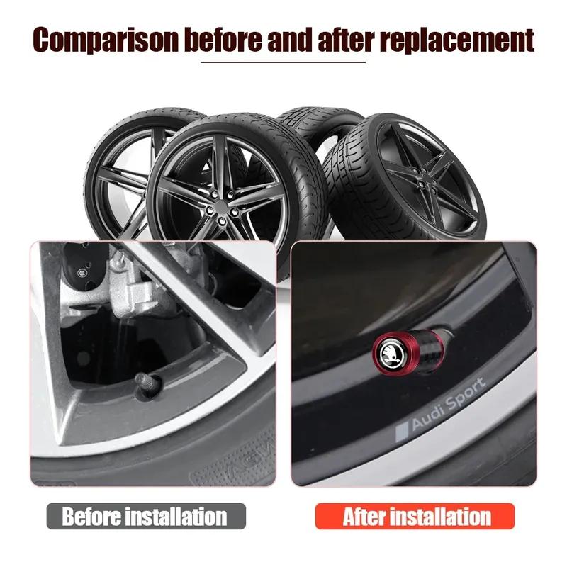 4 ks Karbonové Krytky Ventilků Pneumatik Kol Auta Dekorace Auta Pro Skoda S VRS VII Rapid Fabia Kamiq Octavia Scala A7 Superb