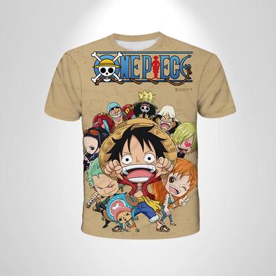 Cartoon Kurzarm Cosplay Luffy Herren Anime One Piece Junge T-Shirt Herren Top Junge Locker Herren Kleidung Schwarzes T-Shirt