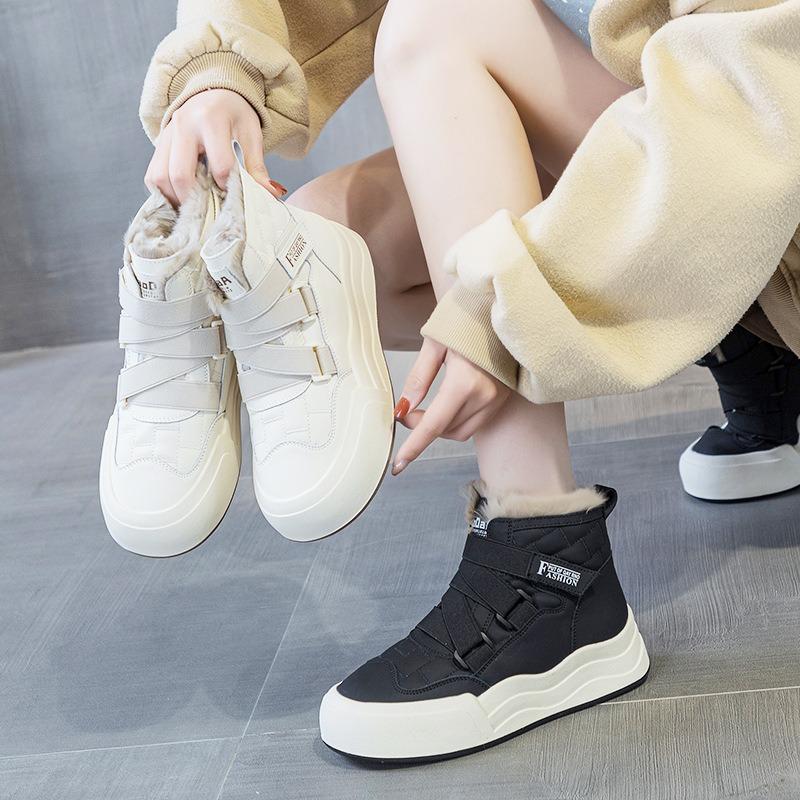 Warm Internet celebrity snow boots women's winter new thick velvet gram high top versatile fluff Korean version cotton shoes
