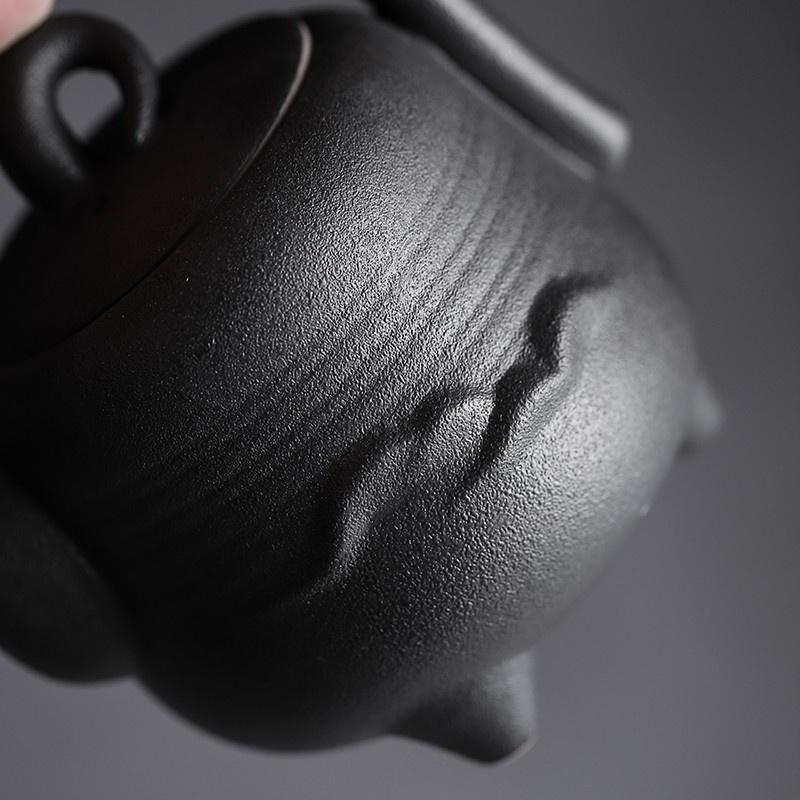 280ml Ceramic Teapot with Handle Chinese Style Black Clay Kung Fu Tea Set