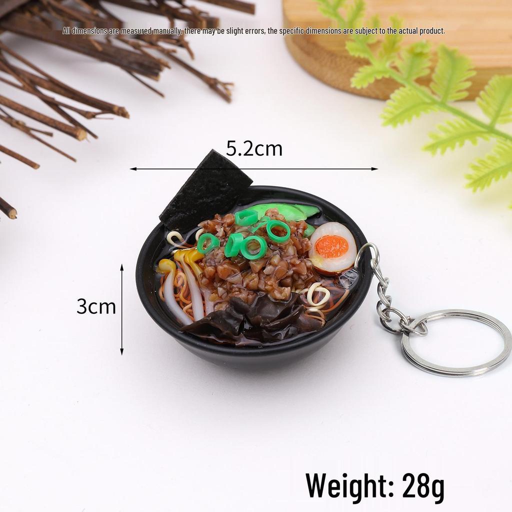 Mini Japanese Ramen Bowl Pendant - Creative Food Model Toy with Seafood Noodles