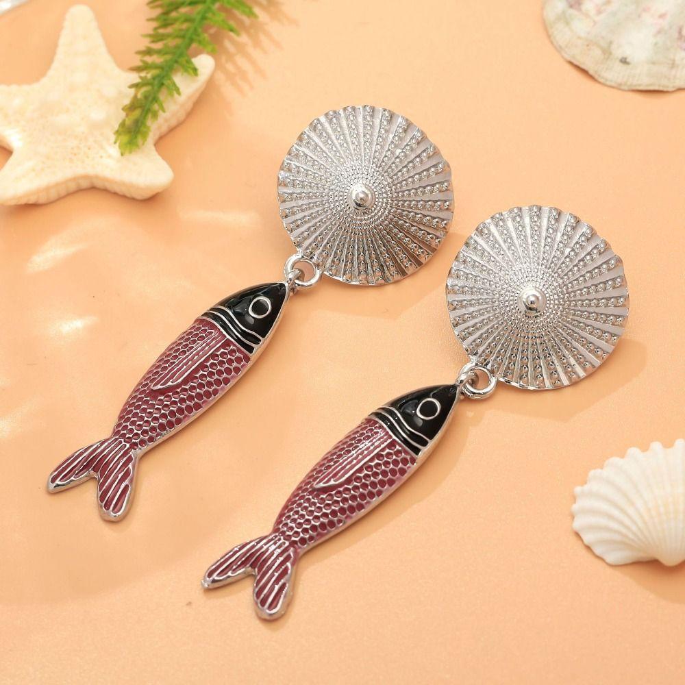Vintage Bohemian Dangle Earring Metal Animals Earrings Cute Fish Pendant Earrings Party