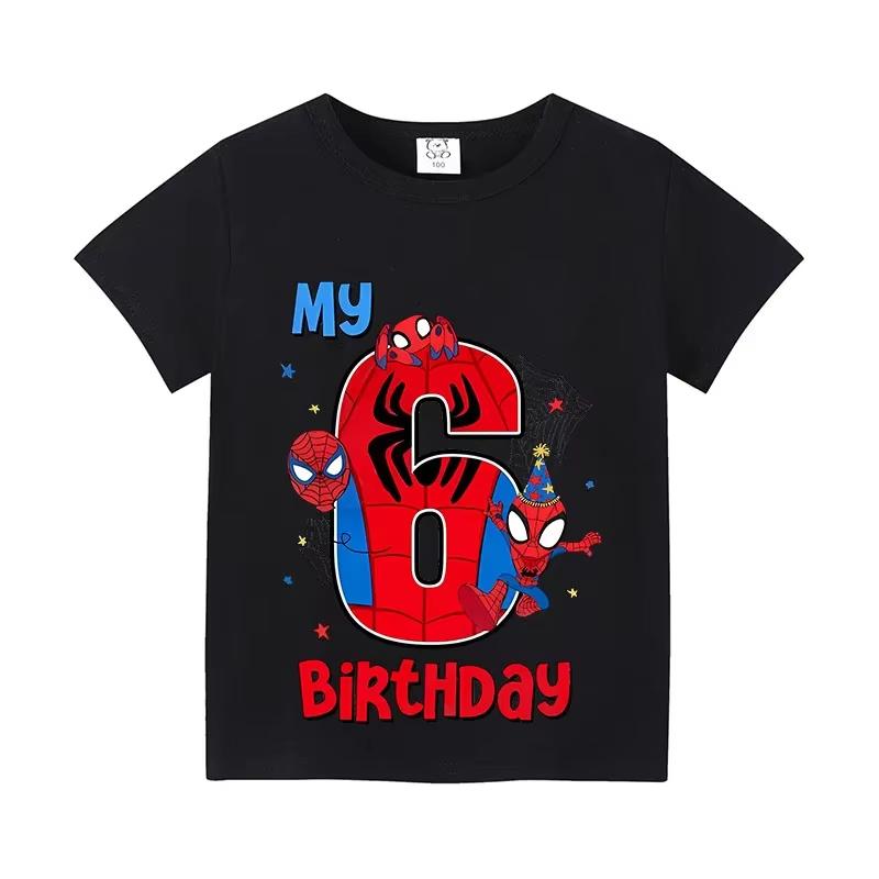 

2026 Summer Spider Unisex Marvel Childrens Tshirt Cartoon Cute Short Sleeve Pure Cotton Casual Parent Child Top S