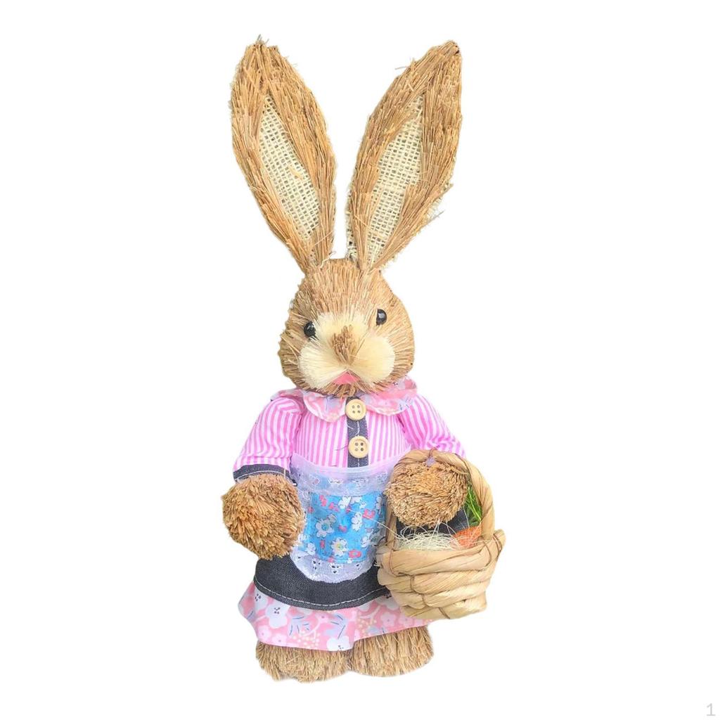 Bunny Figurine Artificial Animal Model Sculpture Doll Statue for Kitchen Easter Day Tabletop Party
