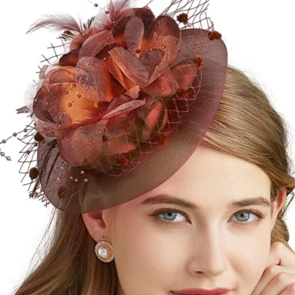 Feathers Mesh Fascinator Hat Elegant Bride Headdress Fashion Veil Hat Headwear  Wedding