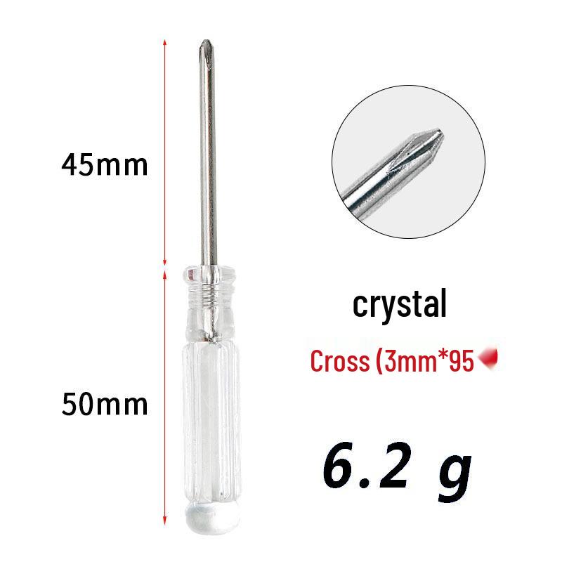 3mm Hardened Phillips Flathead Magnetic Screwdriver with Transparent Crystal Handle for Toy and Appliance Repair.