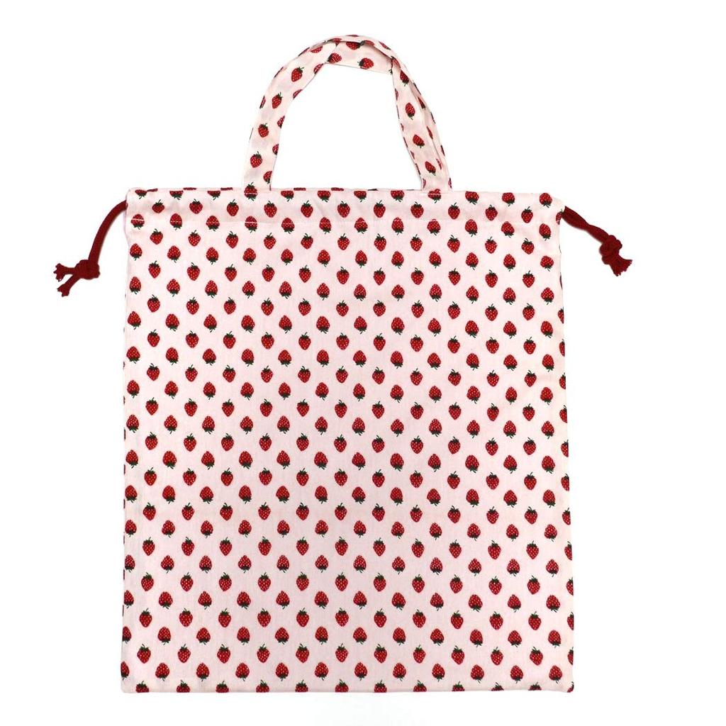 [erkaneko] (Layla Bag Store) Gym Clothes Bag with Handles, Strawberry Design, Strawberry Design with Handles