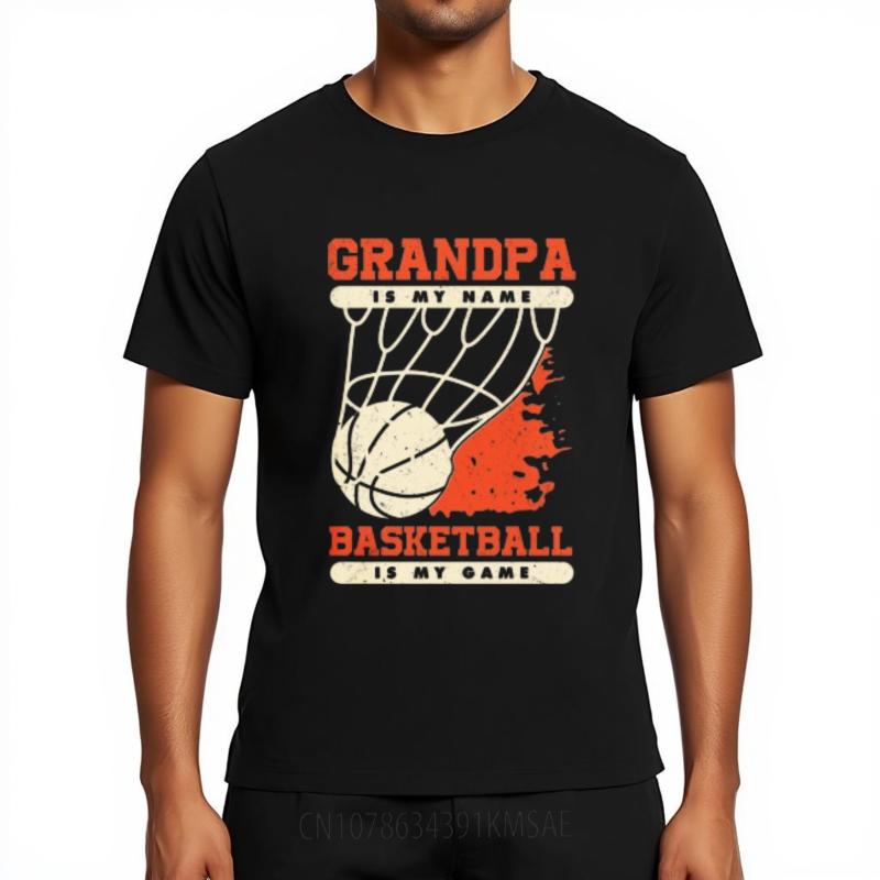 Solid Color Unisex Round Neck T Shirt Unisex Grandpa Is My Name Basketball Is My Game Trendy Unisex Teeshirt Quick Dry Shirt
