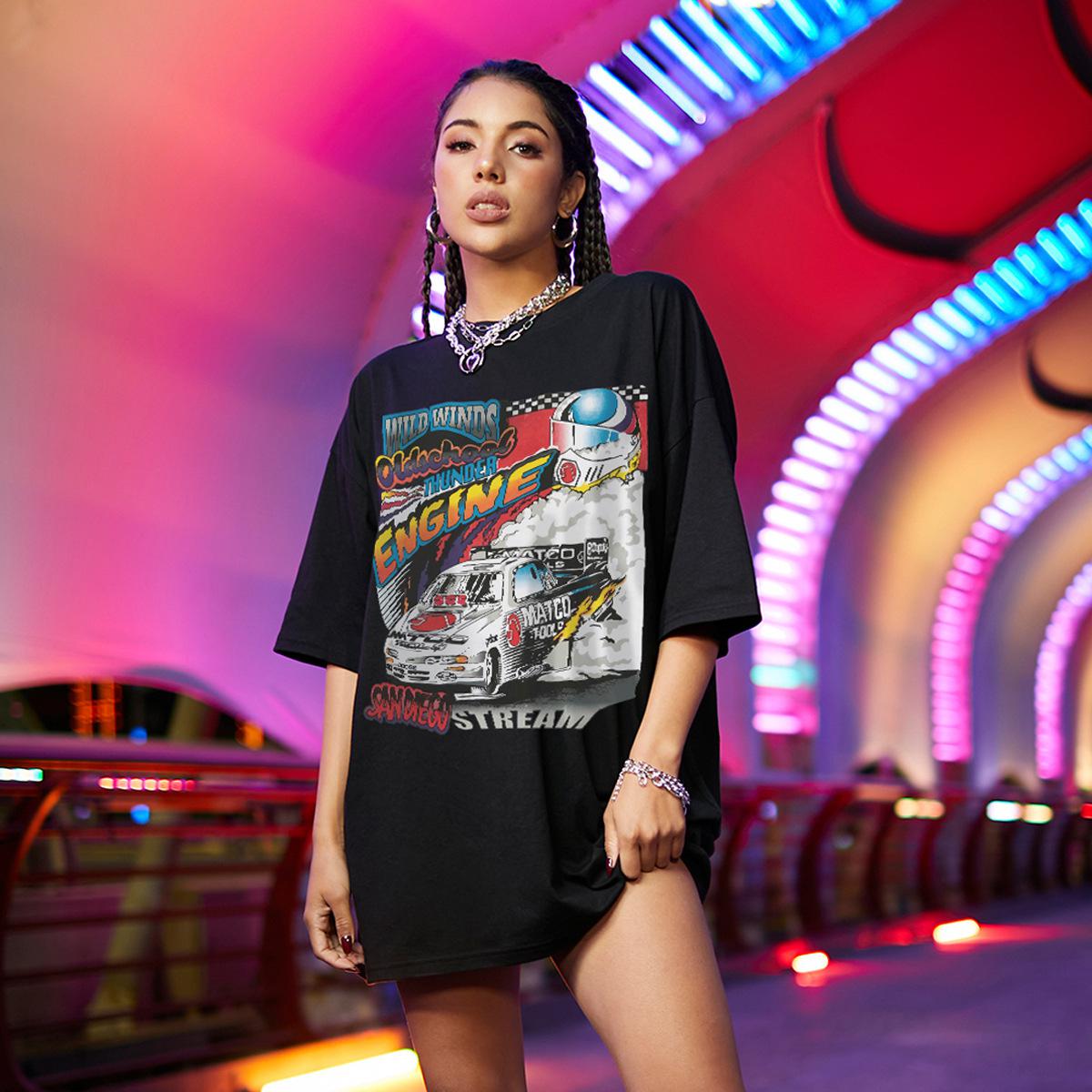 

Женская футболка в стиле хип-хоп, свободные уличные футболки с короткими рукавами, повседневный топ S