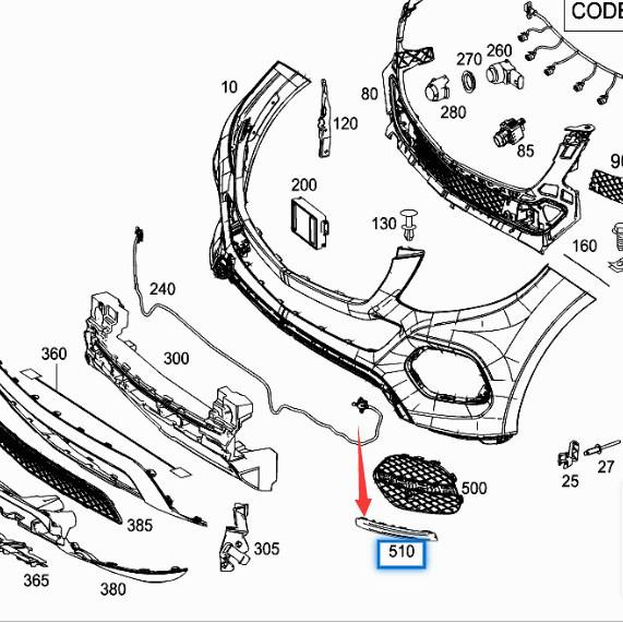 Mercedes-Benz GL/GL W166 Främre Stötfångare Dimljusram Trim