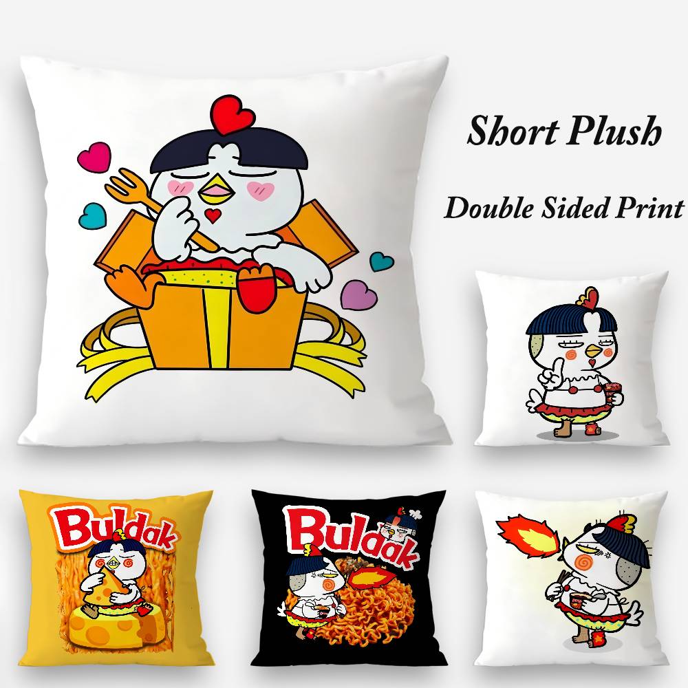 Kwaii Anime B-Buldak RameSn Povlak na polštář Plyšová látka Měkký oboustranný potisk Domácí pohovka Vysoce kvalitní povlak na polštář Přehoz