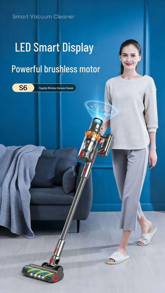 Multi-function Wireless Pet Vacuum Cleaner with Large Suction & Auto Dust Sensing - Green Light Indicator