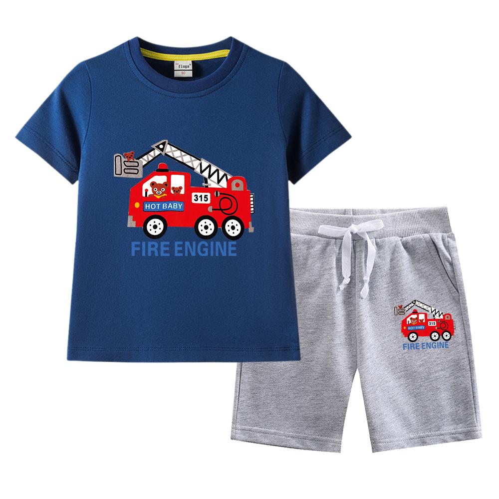 Boys' Summer 2023 Loose Short-Sleeve Shorts Two-Piece Set for Kids