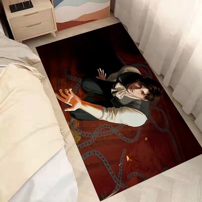 Kneeling To Reach Out To The Floor Mat Diatom Mud Living Room Sofa Animation Photo Bedroom Bedside Blanket