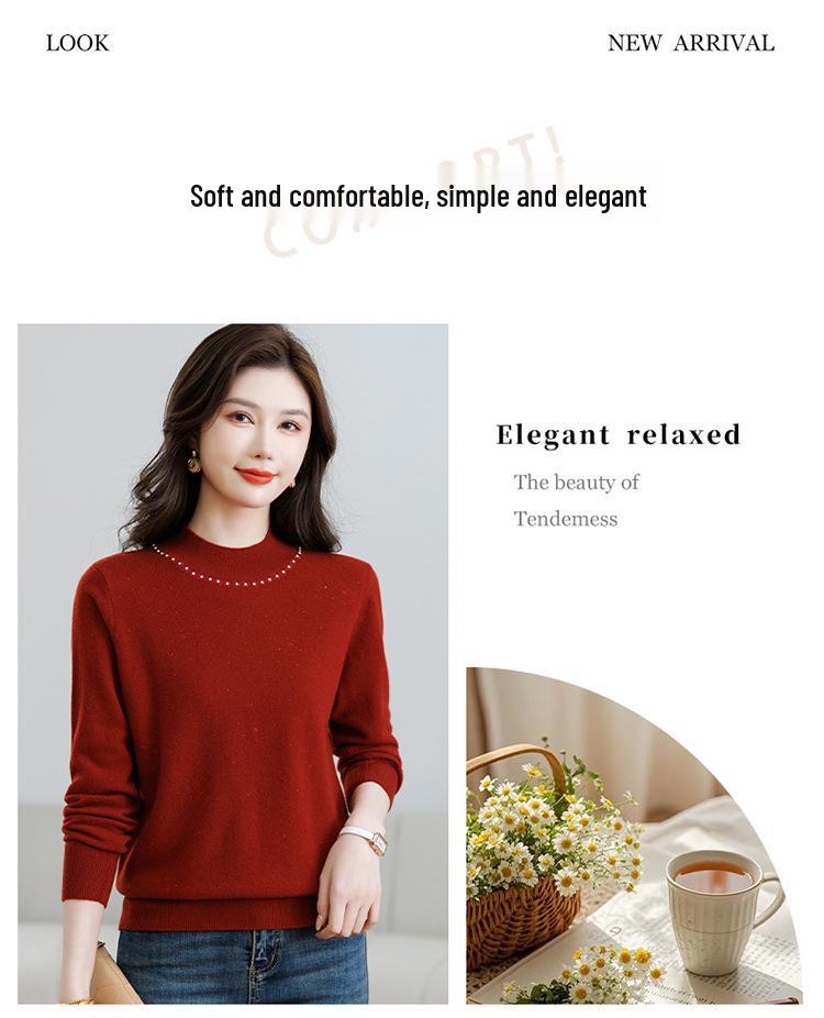 Hengyuanxiang 2025 High Neck Cashmere Sweater for Women, Autumn/Winter Thick Knitwear for Middle-Aged & Elderly.